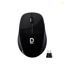 D SELECT Wireless Mouse DS321-Black with USB Type C Connector, 1200DPi