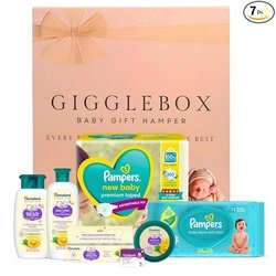 GIGGLEBOX Premium Baby Gift Hamper | Pampers Newborn Diapers & Wipes,