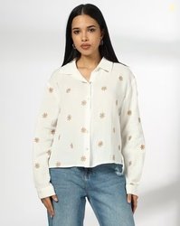 DNMX Women Embroidered Relaxed Fit Shirt