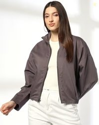 DNMX Women Loose Fit Twill Bomber Jacket