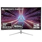ZEBRONICS AC32FHD LED, Gaming Monitor, 32 inch (81.28cm), 300 nits, 165hz, 1800R Curved wide screen, FHD, 1080p, Wall Mountable, HDMI, DisplayPort, USB Port, Metal stand, Built-in Speakers
