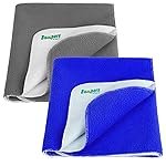 Bumpers The Baby Co. Anti-Piling Premium Quick Dry & Absorbent Sheet Polycotton Baby Bed Protecting Waterproof Mat(Grey+Royal Blue, Small, Pack of 2)