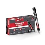 Luxor Refillable Permanent Marker Pen, Black Ink, Pack of 10 | Bold & Smudge-Resistant Writing | Works on Plastic Glass Metal & Cardboard | Long-Lasting Eco-Friendly Markers for Office School & Home