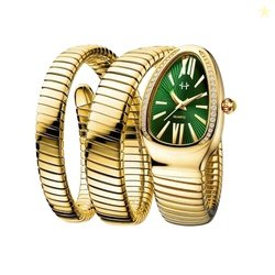 Serpentine Snake Watch For Woman with Spiral Bracelet, Roman Number Gr