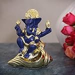 TIED RIBBONS Resin Gold Plated Ganesh Idol (7.9 cm x 6 cm, Multicolour) – for Car Dashboard