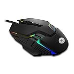FRONTECH Gaming Mouse, 6-Button USB Wired Mouse with 3600 DPI, Ergonomic Design, 7-Color Rainbow LED, 1.5m Braided Cable, Soft Click â Black (MS-0106)
