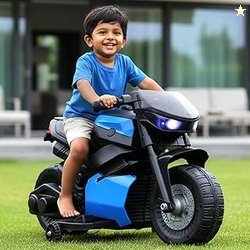 Toyzone Charlie Mini Electric Bike (Blue) | 6V Rechargeable Bike with