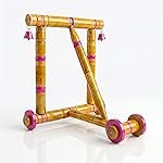 Traditional Wooden Baby Walker for 9-18 Months | Nadavandi Push Walker for Kids | Handmade Push Walker | Baby Push Wagon & Activity for First Steps | Sturdy & Safe for Baby (Gold)