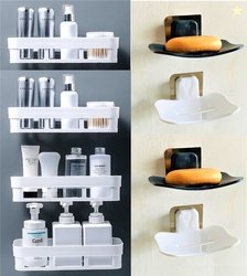 Qrex Wall Shelves Kitchen Shelf With Curve Soap Stand Plastic Bat...mo