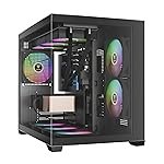 GAMDIAS Aura GC10m V2 Argb Micro-Tower Computer Case/Gaming Cabinet | Supports Micro-ATX, Mini-ITX | Pre Installed Side 2 x 120mm ARGB/Rear: 1 x 120mm ARGB Fan | Black