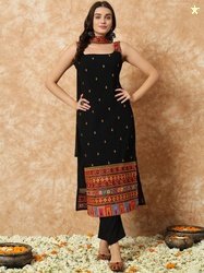 GLOSIA DESIGN Women Ethnic Motifs Embroidered Regular Thread Work Silk