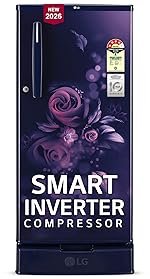 LG 185 L, 4 Star, Smart Inverter, Direct Cool Single Door Refrigerator (GLD1945ZOBE, Blue Euphoria, Base stand with Drawer)