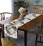 Lushomes Table Runner, Printed Flower Rectangular, Table Runner for 6 Seater Dining Table, for Living Room, for Center Table for Coffee Table, Cotton Runner (13 X72 Inches,PK of 1) (Brown Flower)