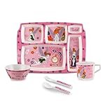 Cello Kidzbee Pentameal Tinker Bell Melamine Meal Set for Kids, Set of 5, Light Pink | BPA Free and Food-Grade Material | Attractive and Kidfriendly Designs | Break Resistant & Durable Set