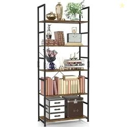 NUMENN Engineered Wood, Alloy Steel 5 Tier Bookshelf, Tall Bookcase Sh