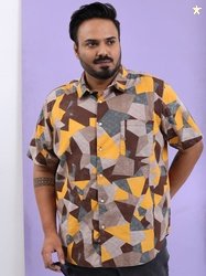 HIGHLANDER Plus Size Abstract Printed Cotton Shirt