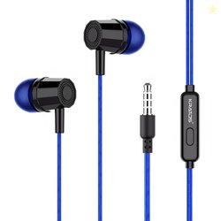 Kratos E02 Blue Wired Earphones with 3.5mm Jack in-line Mic Control fo