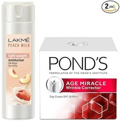 Lakm Moisturizer Body Lotion, Peach Milk, 200ml And POND'S Age Miracle