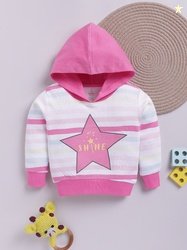 YK X Tinyo Infant Girls Striped Hooded Cotton T-shirt