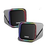 Blaupunkt T.W.I.N.Z Bookshelf Bluetooth Speaker 30W RMS with TWS Stereo, RGB Lights, 2000mAh Battery, PC Speaker for Gaming & Entertainment, Wide Compatibility with Laptop, Mobile & Tablet (Grey)