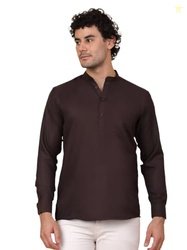 Jompers Men's Coffee Solid Short Kurats. (Coffee, XXL)