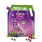 Fiama Body Wash Shower Gel Blackcurrant & Bearberry, 1.3L Bodywash Refill Value Pouch for Women & Men with Skin Conditioners for Radiant Glow, Skin Friendly pH