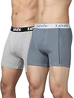 Levi’s 007A Classic Boxer Briefs for Men | 100% Pure Cotton | Solid Men’s Underwear | Breathable | Anti-Roll Waistband | Extra Supportive Gusset | Functional Fly | Long Length Fit | Pack of 2