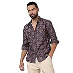 Campus Sutra Men’s Polyester Regular Fit Twisted Crease Shirt for Casual Wear | Spread Collar | Long Sleeve | Button Closure | Shirt Crafted with Comfort Fit for Everyday Wear