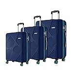 Safari Polypropylene Spinner Pentagon Pro 8 Wheels Set Of 3 (Cabin + Medium + Large) Trolley Bags, Hard Case, 360Âº Wheeling Luggage, Suitcase For Travel, Navy, 55, 65, 75 cm