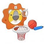 Lifelong Cuppy Lion Kids Basketball Hoop & Ring Toss Game Set for 2â5 Years | Wall Mounted Foldable Lion Board with Ball, Pump & Rings| Indoor Outdoor Sports Toy for Boys & Girls (LLCBS01)