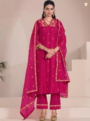 Anara Women Ethnic Motifs Embroidered Regular Gotta Patti Raw Silk Kur