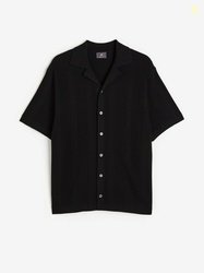 H&M Men Regular Fit Textured-Knit Resort Shirt