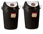 ARISTO Swing Lid Garbage Waste Dustbin with Metal Side Handle 80 ltr (BLACK/BLACK) PACK OF 2
