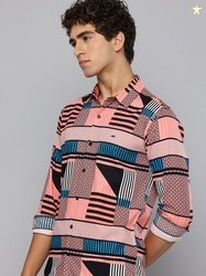 Mufti Geometric Printed Slim Fit Casual Shirt