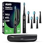 AGARO COSMIC PLUS Sonic Electric Tooth Brush For Adults With 5 Modes, 5 Brush Heads, 1 Interdental Head, Carry Case & Rechargeable With 4 Hours Charge Lasting Up To 25 Days, Power Toothbrush, (Black)