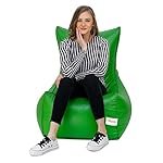 SATTVA XXXL Chair Style Bean Bag Filled with Beans | Faux Leather Bean Bag Chair for Adults & Teens | Pre-Filled Comfortable Seating for Home, Living Room, Bedroom, Gaming & Office â Neon Green