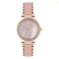 Giordano Analog Pink Dial Women's Watch with Rose Gold Band