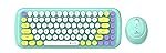 Coconut Bling Typewriter Inspired 2.4GHz Retro Wireless Keyboard and Mouse Set with USB Support, Round 84 Keycaps for PC & Laptop (Green)