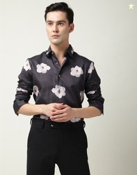 RARE RABBIT Men Slim Fit Printed Spread Collar Formal Shirt