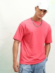 HIGHLANDER Men Solid Round Neck Cotton Oversized Sports T-Shirt
