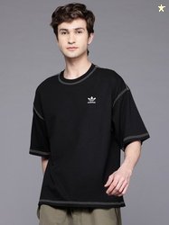 ADIDAS Originals Contrast Stitch Drop-Sleeves Pure Cotton Oversized Es