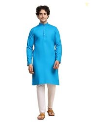 SKAVIJ Men's Casual Cotton Solid Kurta Pajama Set, Regular Fit Traditi