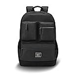 Gear Vintage Boxy 18″/26L Medium Faux Leather Water Resistant Laptop Backpack/Casual Bag/Daypack/Travel Backpack/College Backpack For Men/Women (Black – Black)
