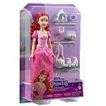 Disney Mattel Princess Toys, Ariel Fashion Doll in Signature Pink Dress and 9 Accessories, Inspired by The Movie