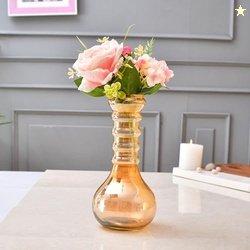 CraftVatika Decorative Crystal Glass Artificial Luster Flower Vase Pot