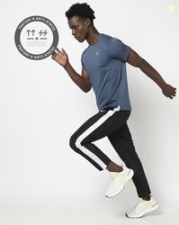 PERFORMAX Men Self-Striped Relaxed Fit Crew-Neck T-Shirt