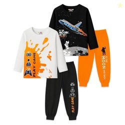 Kuchipoo Boys Full Sleeves T-Shirt and Pajamas Set-Pack 0f 2