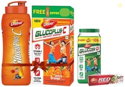 Dabur Gluco Plus C Orange - 1 Kg (Free Sipper with pack) & Glucose -D