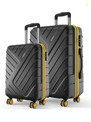 Safari Accent Black Set of 2 Hard Side 8 Wheel Cabin & Medium Trolley