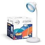 Wipro Re-Chargeable LED Table Lamp, Round and Flexible Design with 3 Grade Dimming, 6W Desk Lamp for Study with Adjustable Neck, White, ABS, Pack of 1